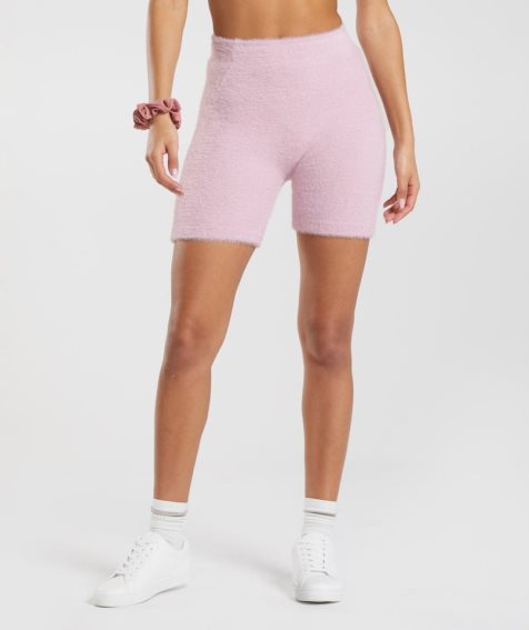 Women's Gymshark Whitney Eyelash Knit Shorts Pink | CA 786D0N